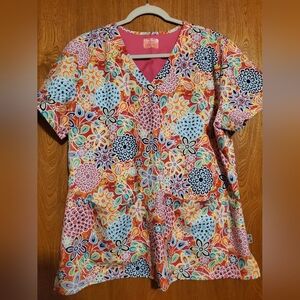 Floral Multicolor Women's Scrub Top